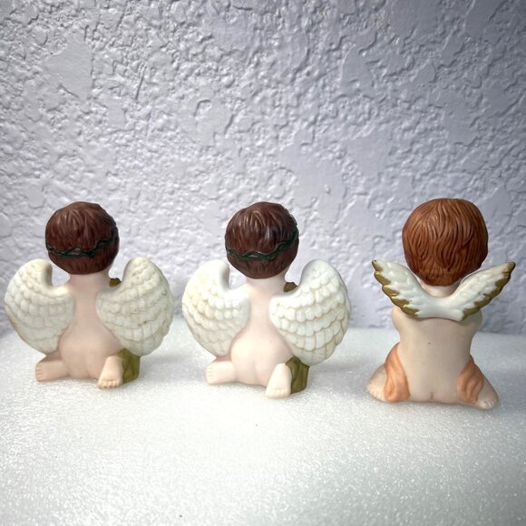 Set Of 3 Ceramic Cherubs Angels Heavenly Cherubs & Home Interiors Four Seasons - Picture 4 of 11